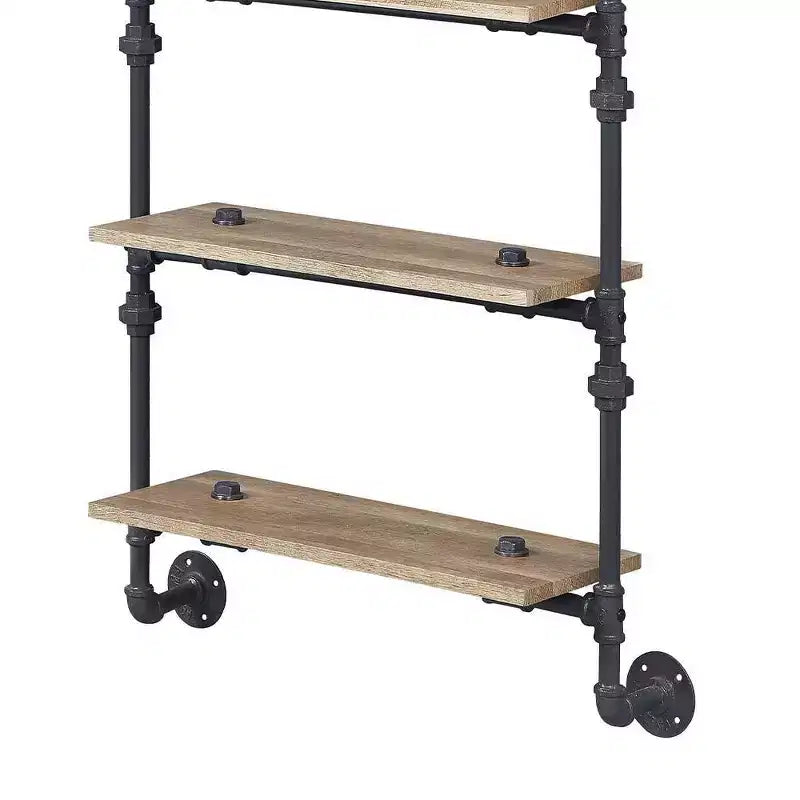 Étagère décorative 5 niveaux 150 cm – Fini chêne et noir sable