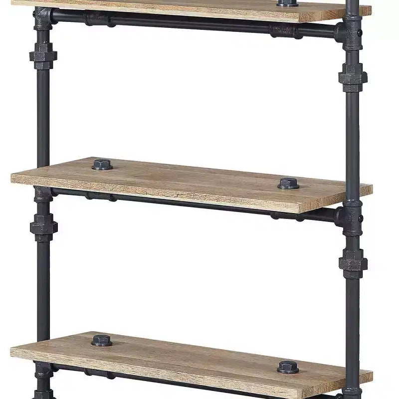Étagère décorative 5 niveaux 150 cm – Fini chêne et noir sable