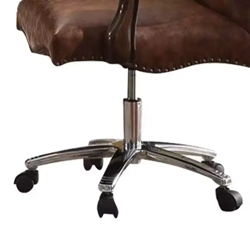 Fauteuil de direction 27" - Similicuir bicolore marron clair et chêne merisier