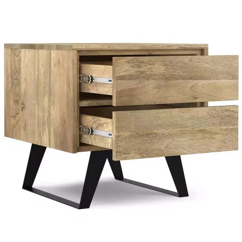 Table d'appoint en bois de manguier avec tiroir de rangement - Naturel | Design industriel