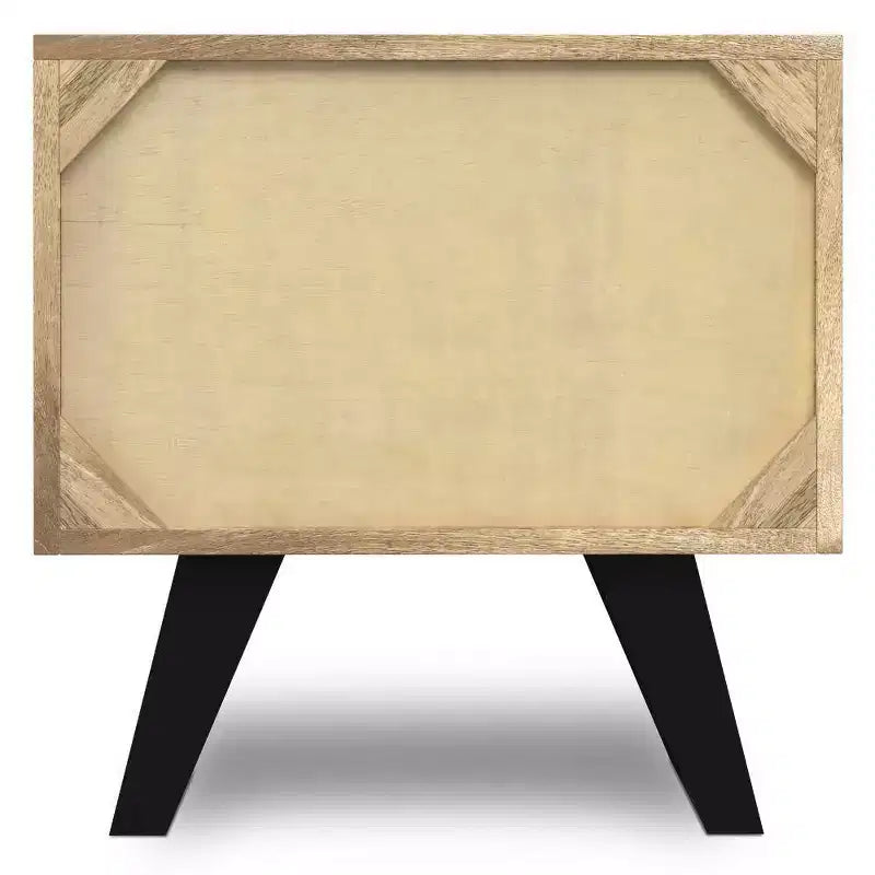 Table d'appoint en bois de manguier avec tiroir de rangement - Naturel | Design industriel
