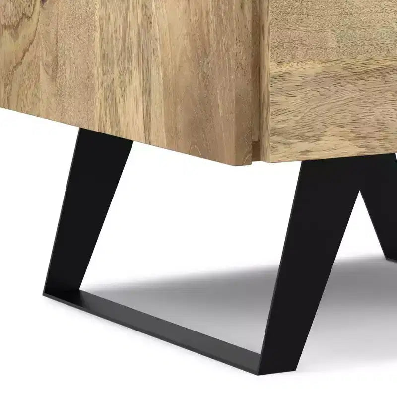 Table d'appoint en bois de manguier avec tiroir de rangement - Naturel | Design industriel