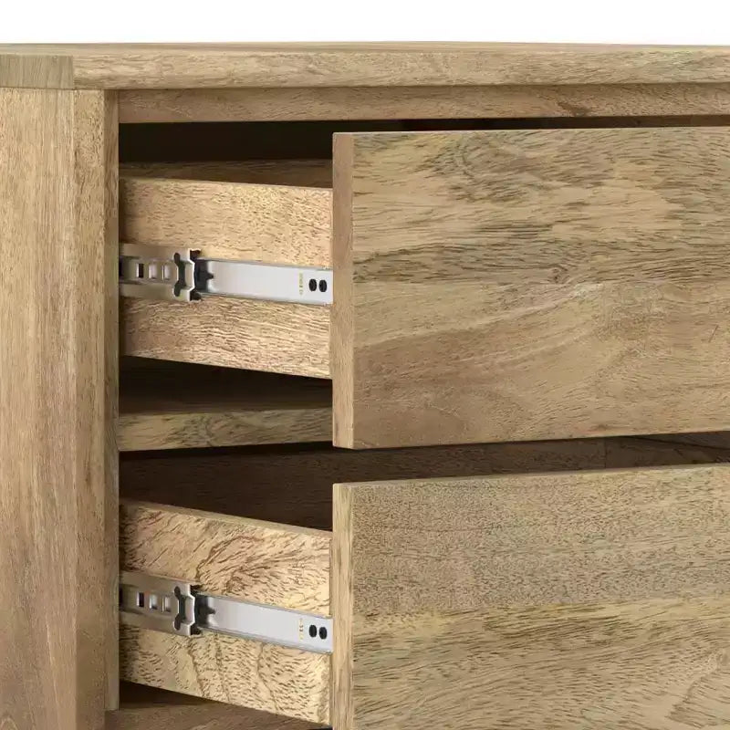 Table d'appoint en bois de manguier avec tiroir de rangement - Naturel | Design industriel