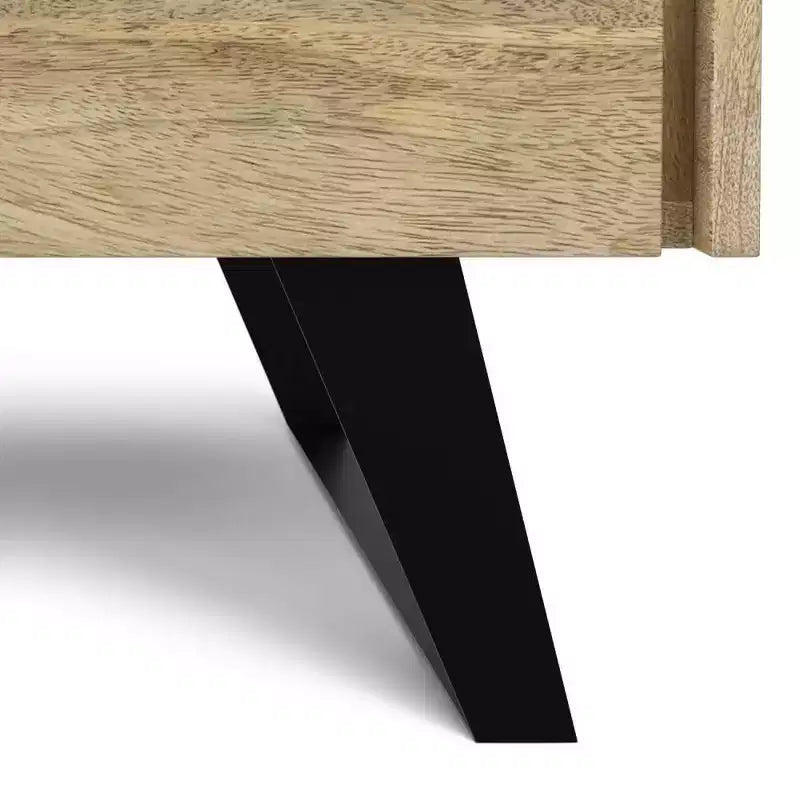 Table d'appoint en bois de manguier avec tiroir de rangement - Naturel | Design industriel