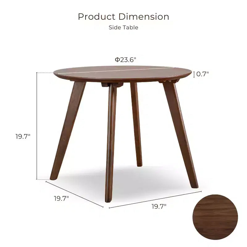 Table d'appoint ronde de 23 pouces de style moderne du milieu du siècle - Noyer