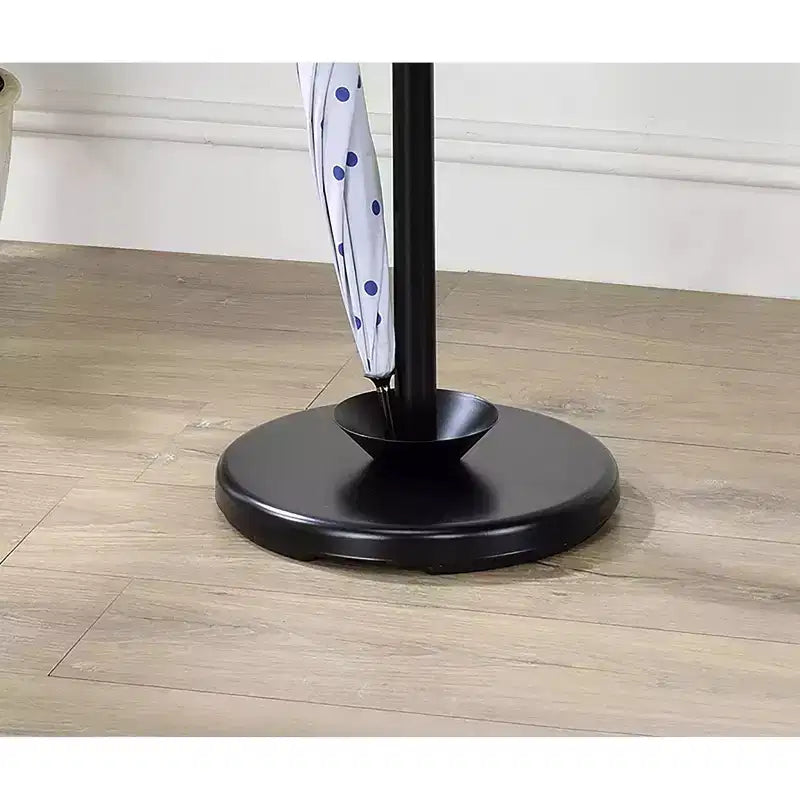 Porte-manteau arbre noir de 193 cm avec patères en noyer et support pour parapluies