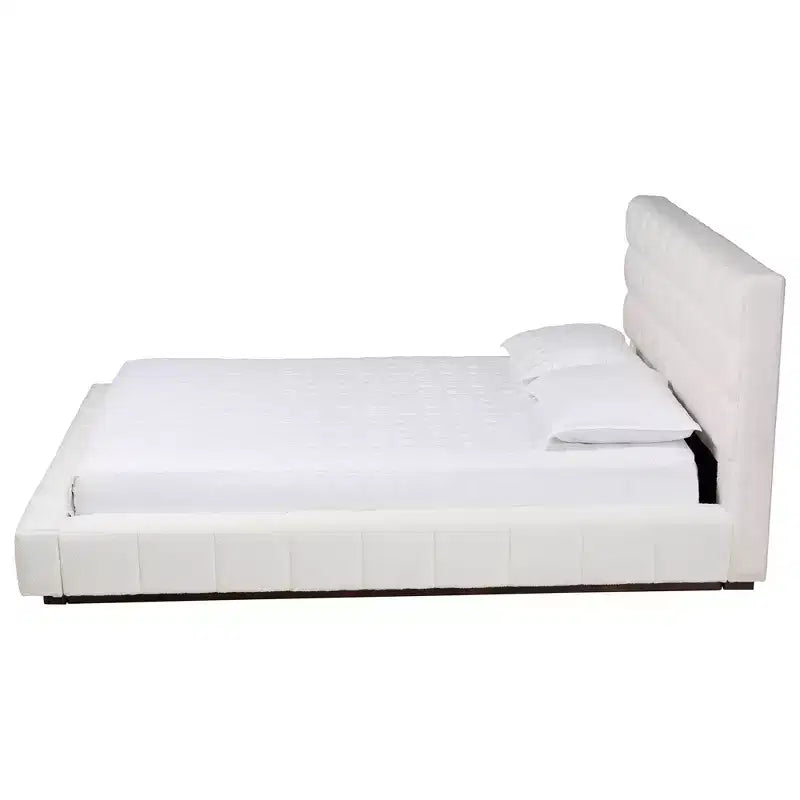Lit plateforme Queen en tissu nounours - Blanc