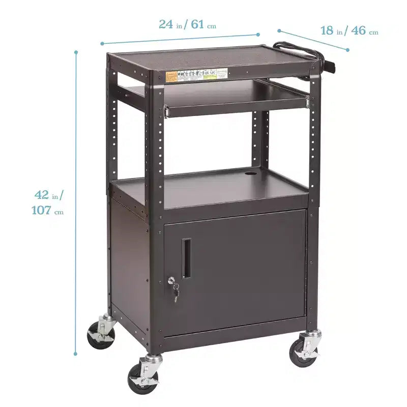Chariot multimédia mobile AV avec caisson de rangement - Noir