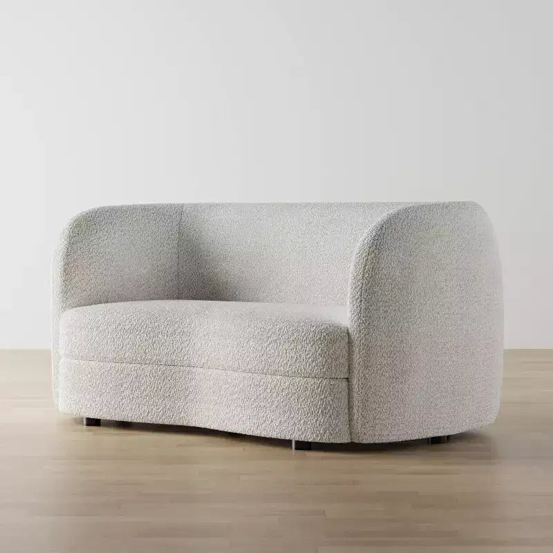 Causeuse incurvée en tissu bouclé bohème de 162 cm avec coussins à ressorts ensachés