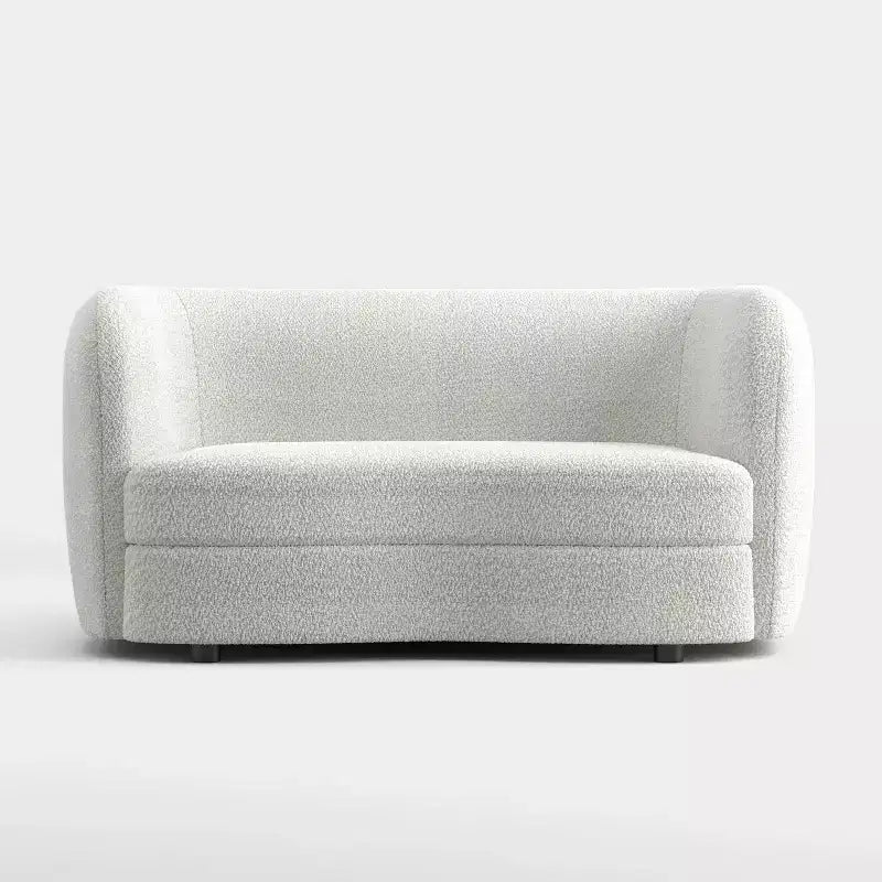 Causeuse incurvée en tissu bouclé bohème de 162 cm avec coussins à ressorts ensachés