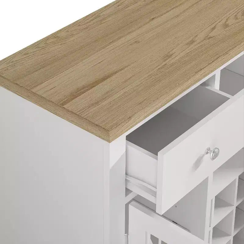 Meuble bar de 119 cm avec portes vitrées et motif sérigraphié
