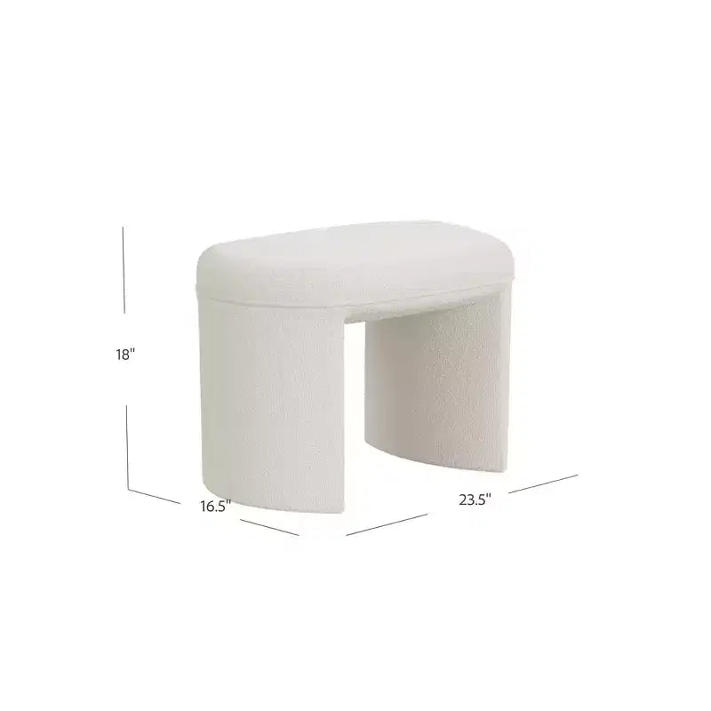 Pouf en tissu bouclé crème