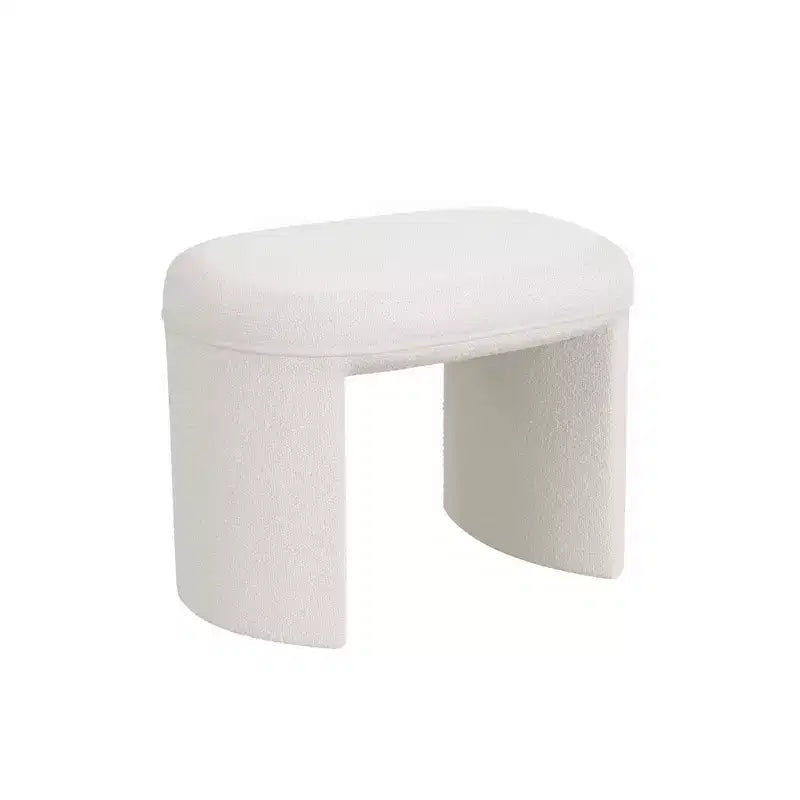 Pouf en tissu bouclé crème