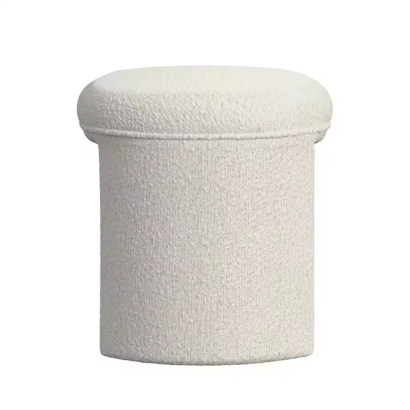 Pouf en tissu bouclé crème