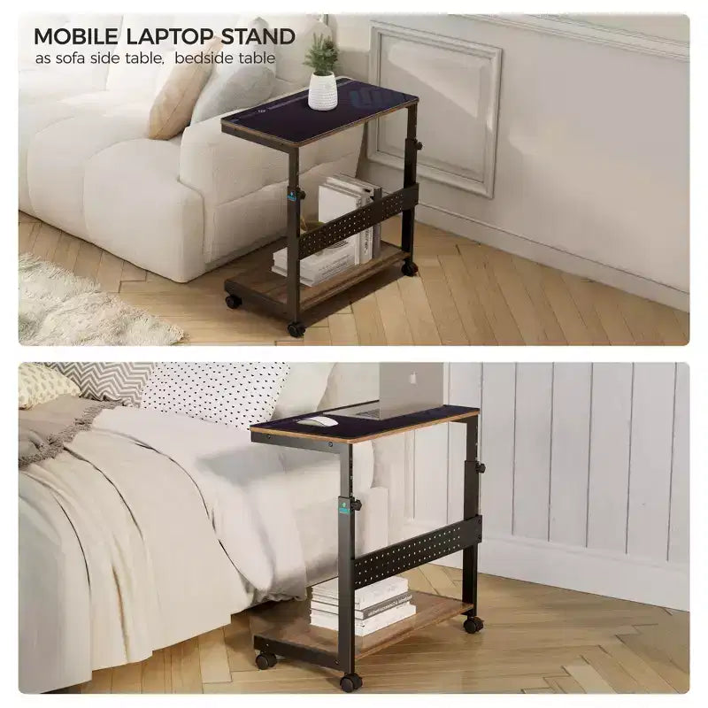 Chariot d'unité centrale mobile réglable en hauteur avec tapis de souris