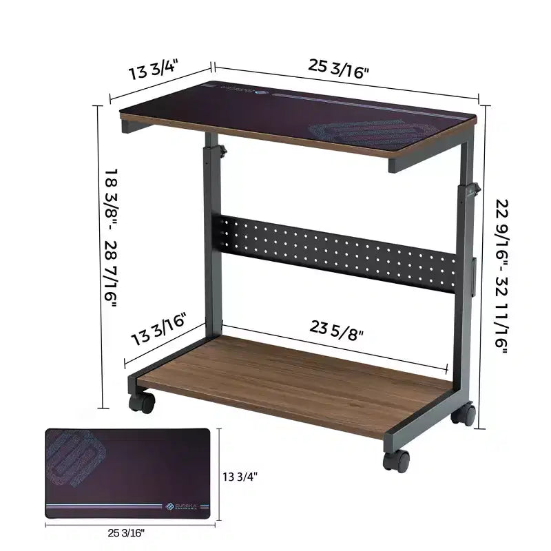 Chariot d'unité centrale mobile réglable en hauteur avec tapis de souris