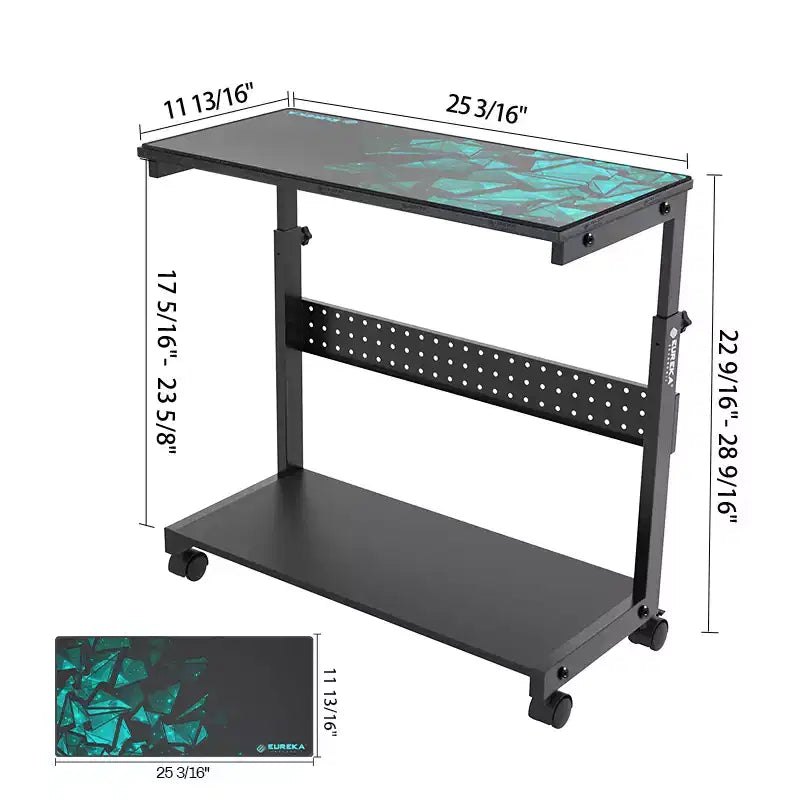 Chariot d'unité centrale mobile réglable en hauteur avec tapis de souris