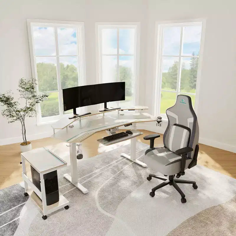 Chariot d'unité centrale mobile réglable en hauteur avec tapis de souris