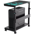 Chariot d'unité centrale mobile réglable en hauteur avec tapis de souris