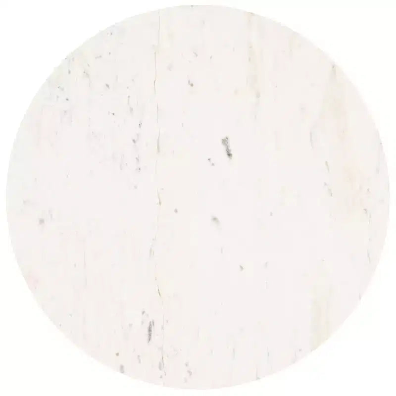 Table d'appoint ronde en marbre - Marbre blanc/Pieds épingle noirs