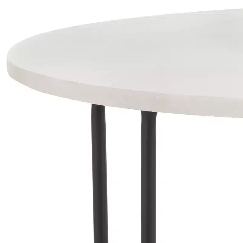 Table d'appoint ronde - Marbre blanc/Noir | Base ouverte triangulaire