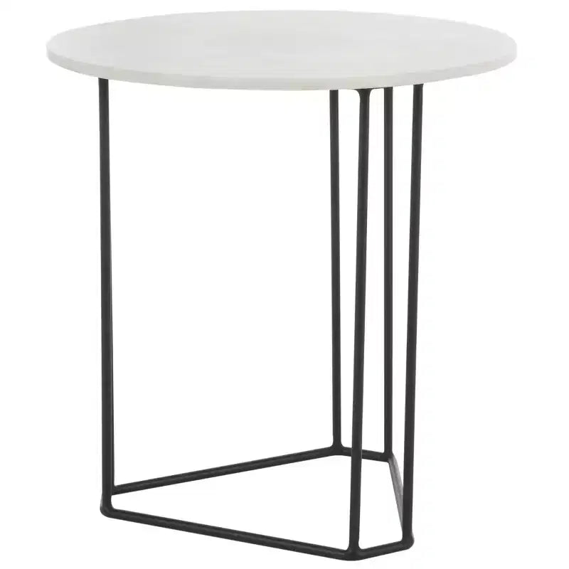 Table d'appoint ronde - Marbre blanc/Noir | Base ouverte triangulaire