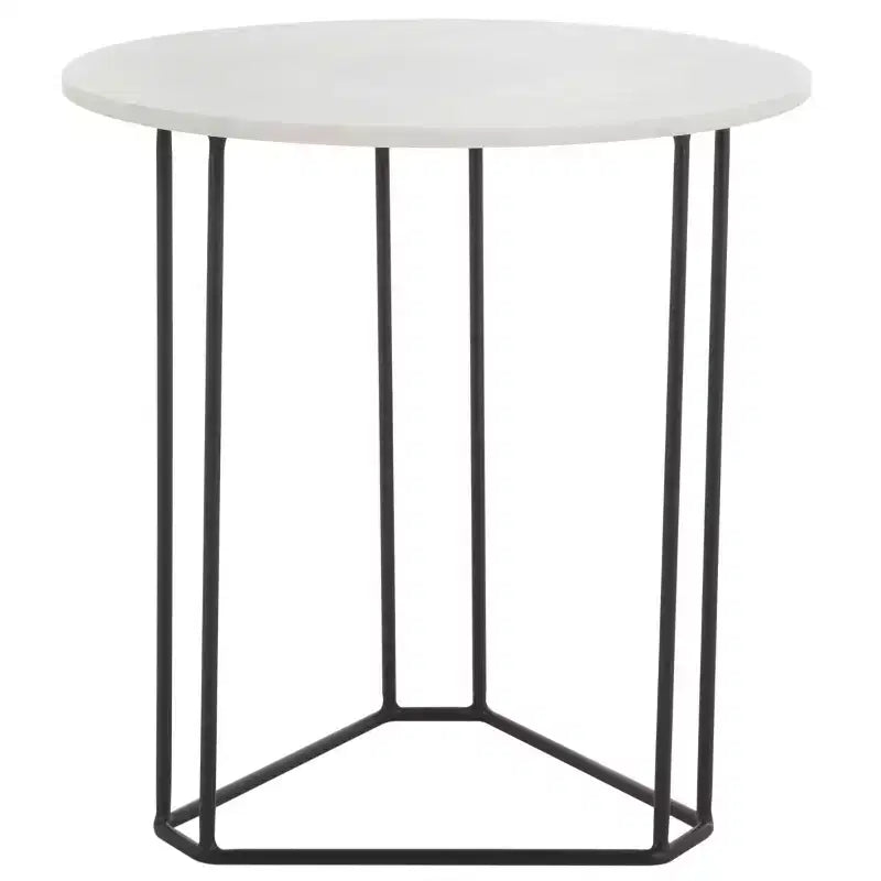 Table d'appoint ronde - Marbre blanc/Noir | Base ouverte triangulaire