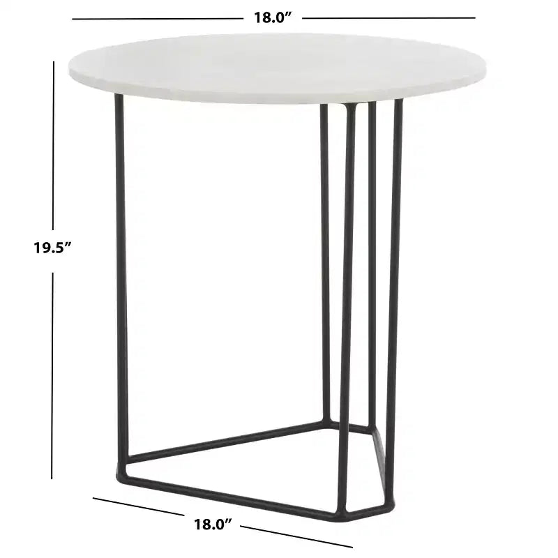 Table d'appoint ronde - Marbre blanc/Noir | Base ouverte triangulaire