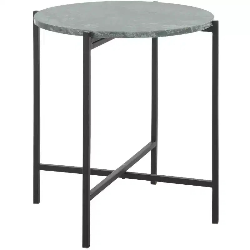Table d'appoint ronde - Marbre vert/Noir | Piètement à structure ouverte