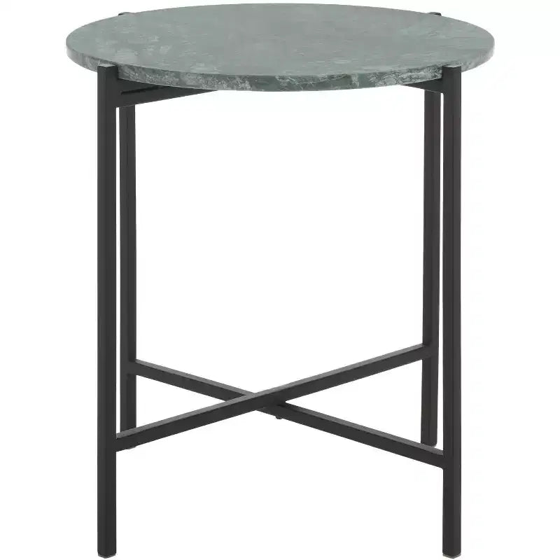 Table d'appoint ronde - Marbre vert/Noir | Piètement à structure ouverte