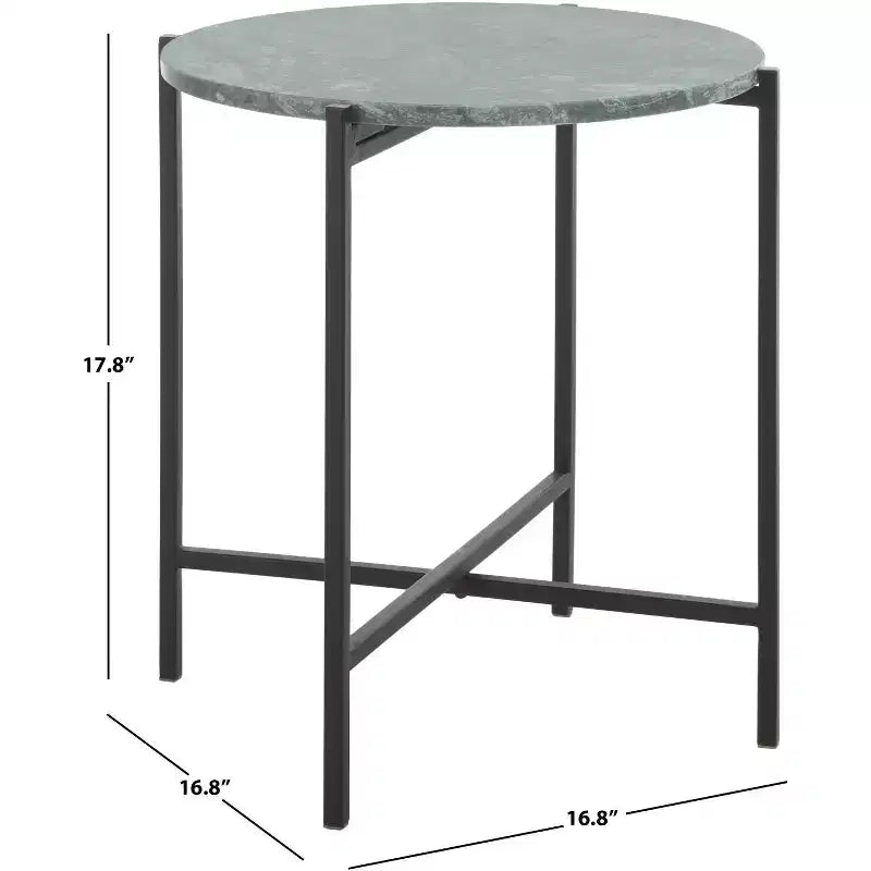 Table d'appoint ronde - Marbre vert/Noir | Piètement à structure ouverte