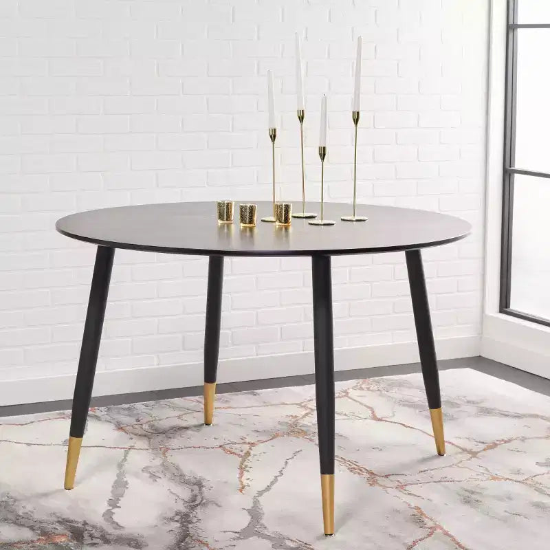Table à manger ronde - Noir/Or | 120 cm | 4 places