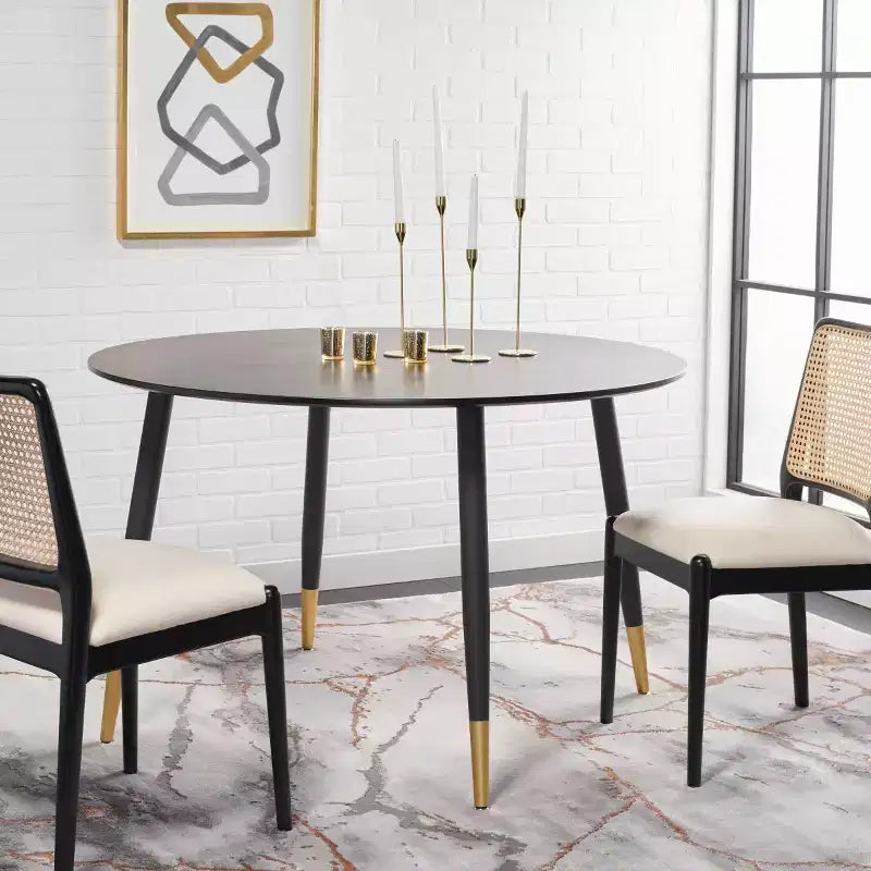 Table à manger ronde - Noir/Or | 120 cm | 4 places