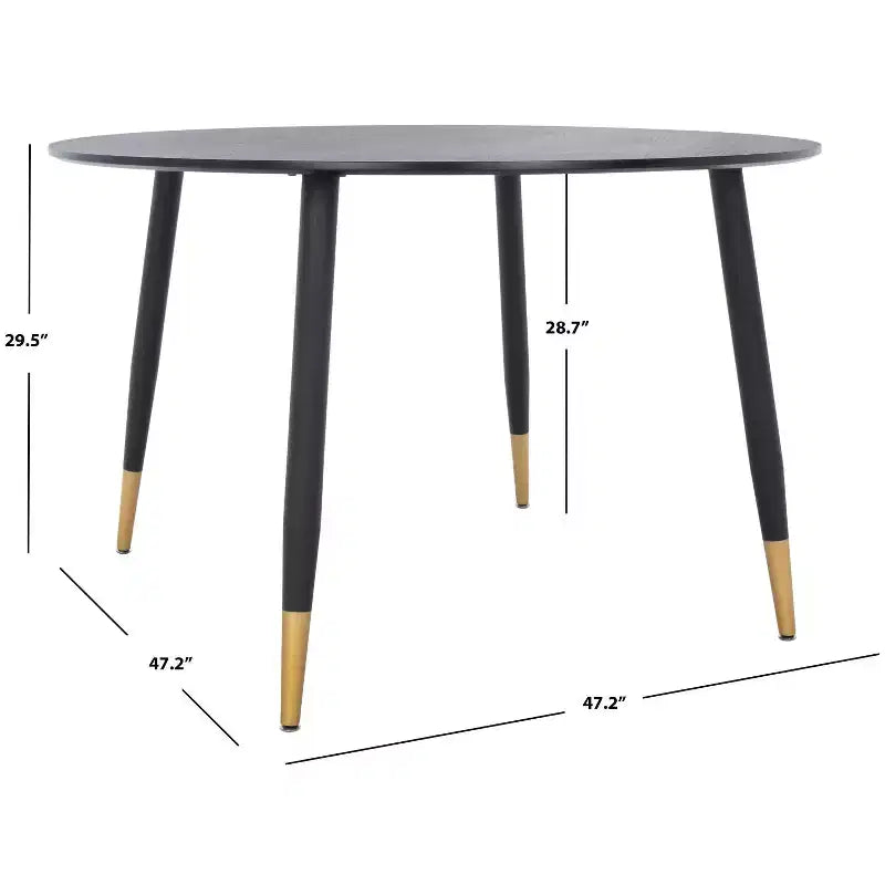 Table à manger ronde - Noir/Or | 120 cm | 4 places