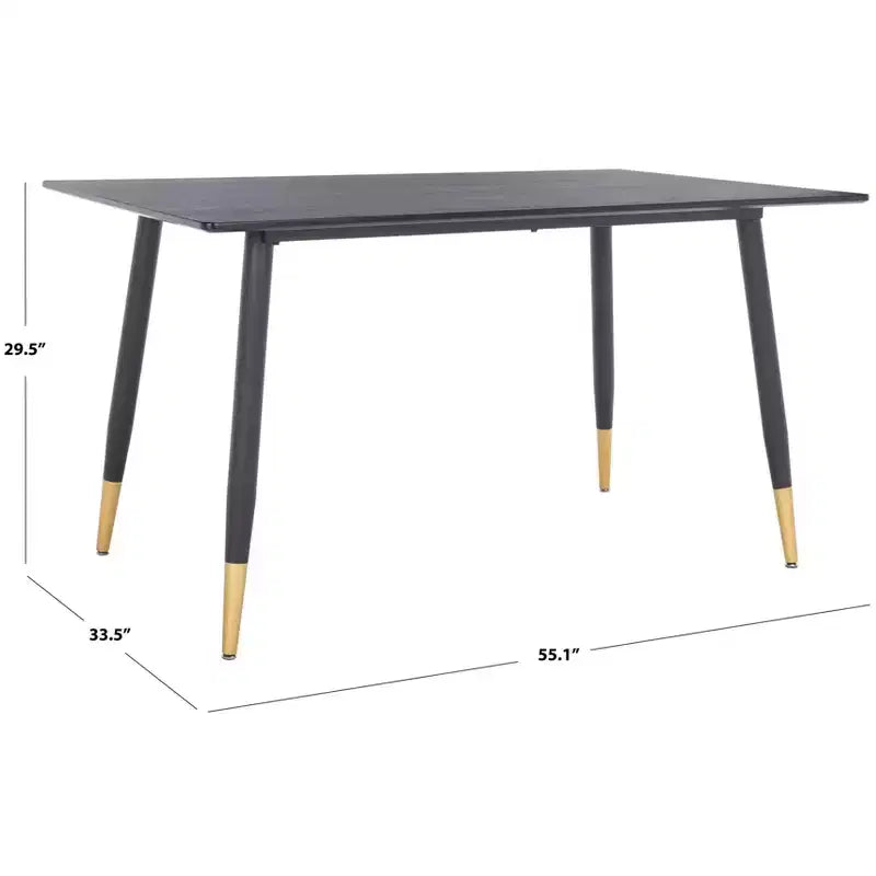 Table à manger rectangulaire - Noir/Or | 140 cm | 4 places