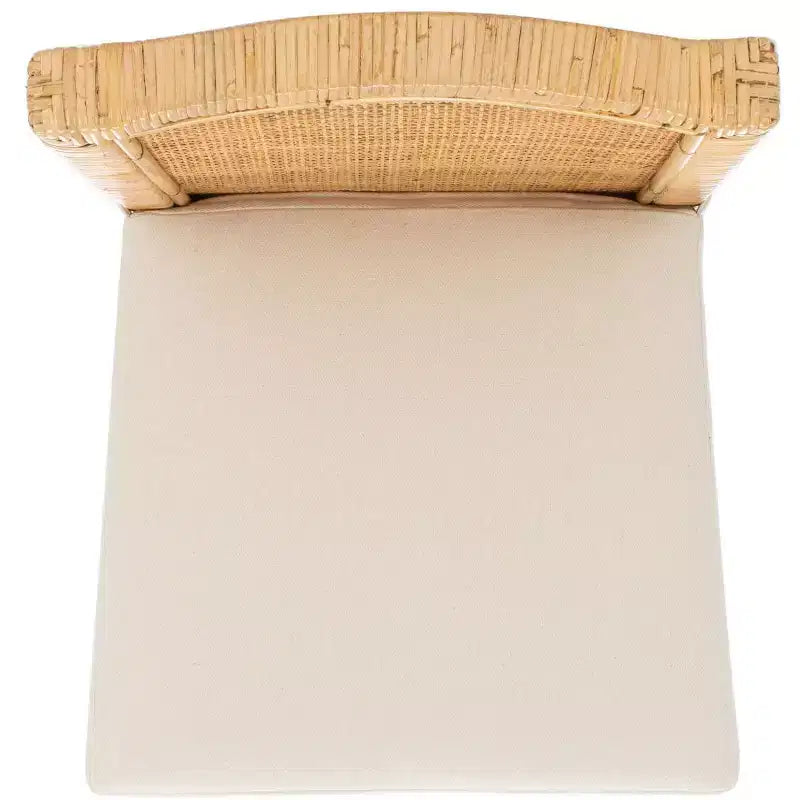 Tabouret de comptoir en rotin avec coussin - Blanc/Naturel
