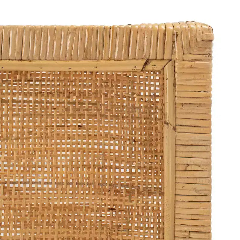 Tabouret de comptoir en rotin avec coussin - Blanc/Naturel