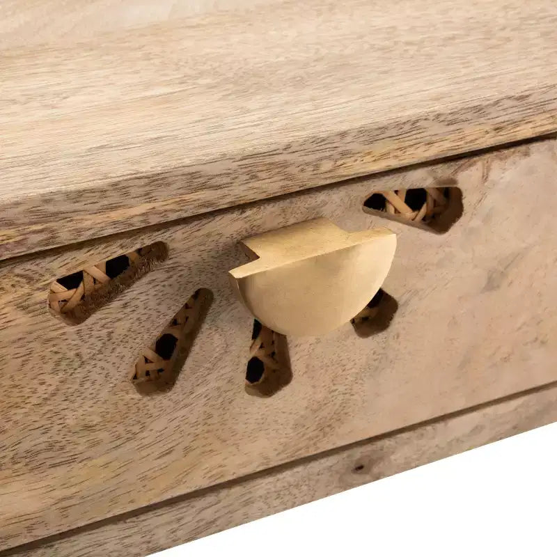 Bureau 2 tiroirs en manguier - Naturel/Laiton
