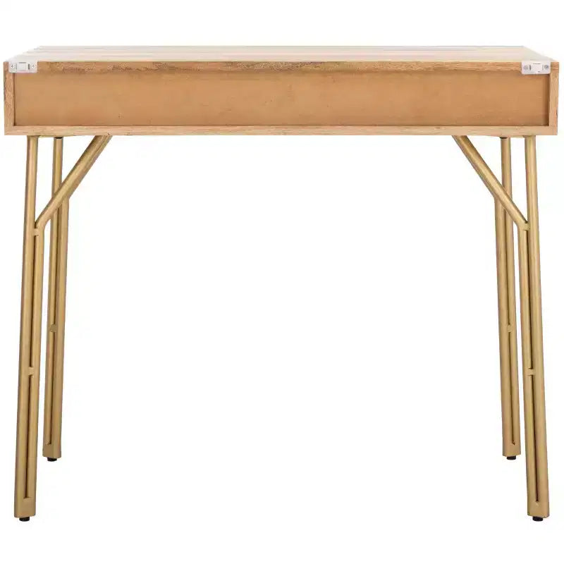 Bureau 2 tiroirs en manguier - Naturel/Laiton