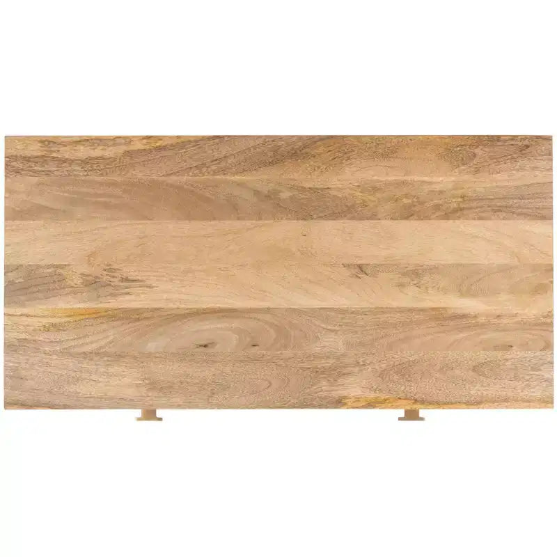 Bureau 2 tiroirs en manguier - Naturel/Laiton