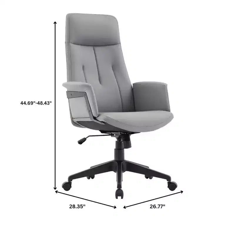 Chaise de bureau ergonomique en cuir à dossier haut avec hauteur, inclinaison et pivotement réglables