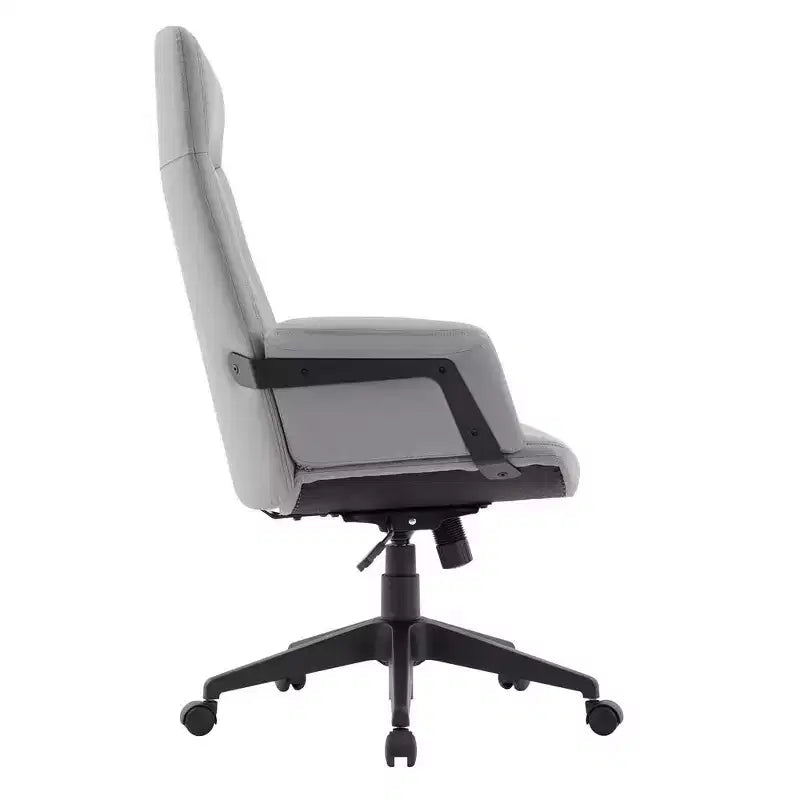 Chaise de bureau ergonomique en cuir à dossier haut avec hauteur, inclinaison et pivotement réglables
