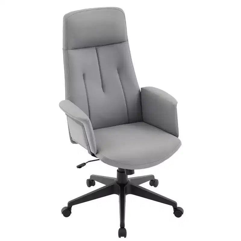 Chaise de bureau ergonomique en cuir à dossier haut avec hauteur, inclinaison et pivotement réglables