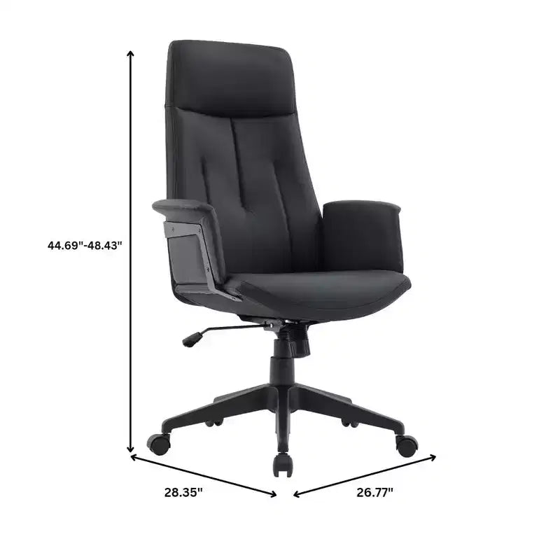 Chaise de bureau ergonomique en cuir à dossier haut avec hauteur, inclinaison et pivotement réglables