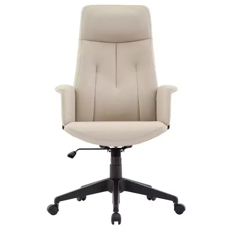 Chaise de bureau ergonomique en cuir à dossier haut avec hauteur, inclinaison et pivotement réglables