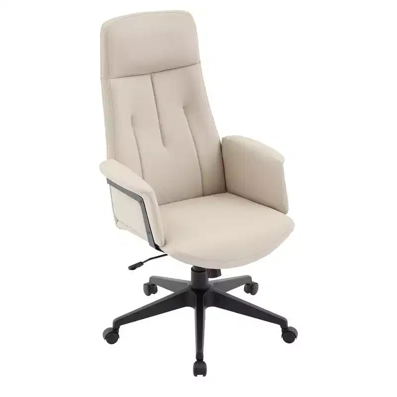 Chaise de bureau ergonomique en cuir à dossier haut avec hauteur, inclinaison et pivotement réglables