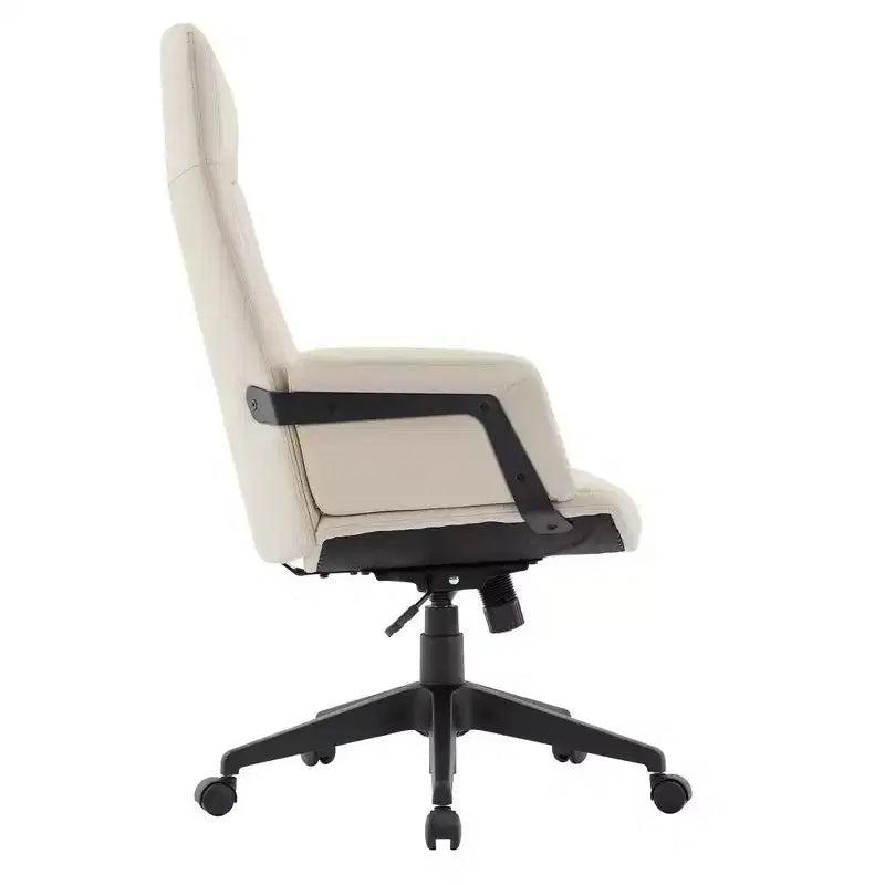 Chaise de bureau ergonomique en cuir à dossier haut avec hauteur, inclinaison et pivotement réglables