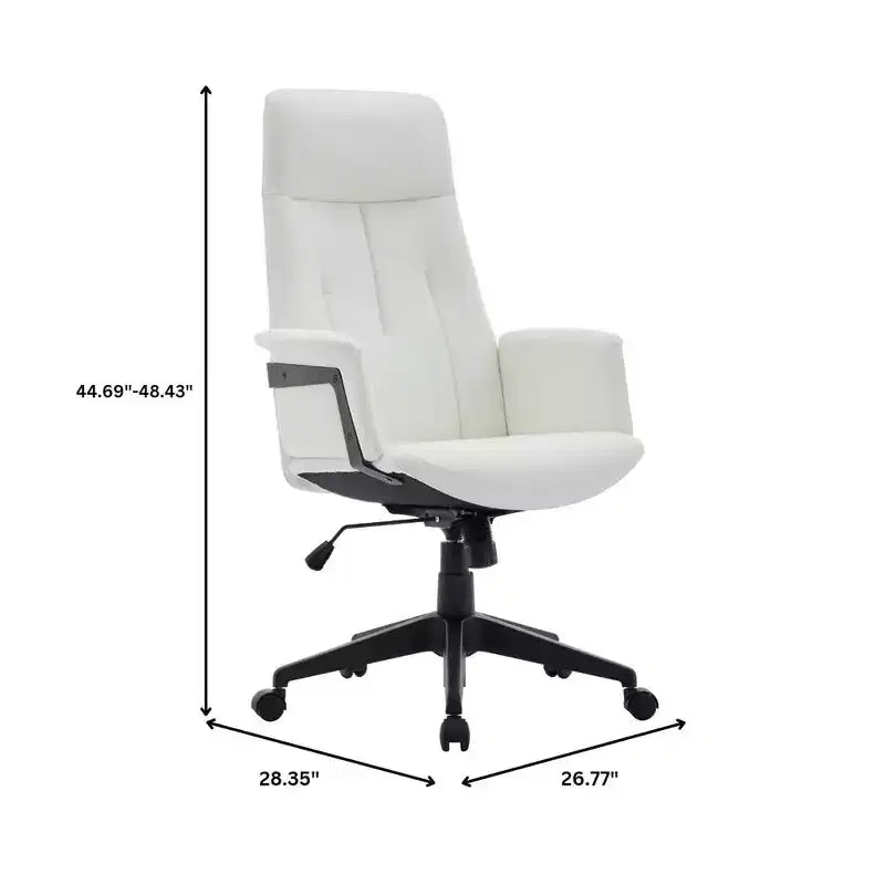 Chaise de bureau ergonomique en cuir à dossier haut avec hauteur, inclinaison et pivotement réglables