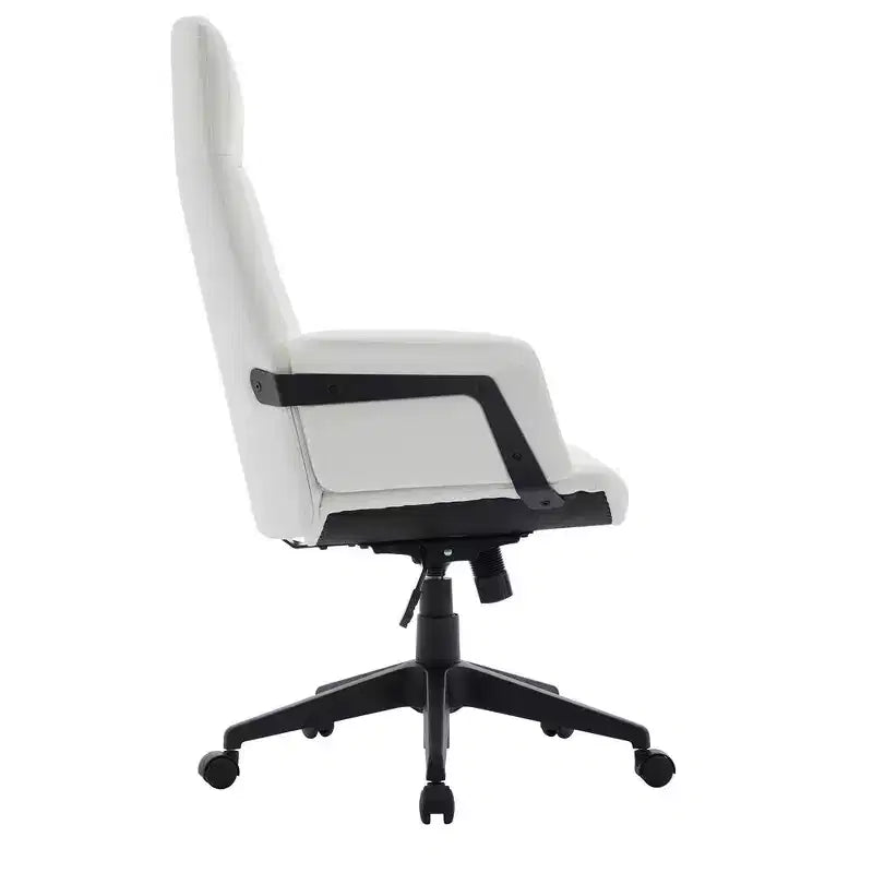 Chaise de bureau ergonomique en cuir à dossier haut avec hauteur, inclinaison et pivotement réglables