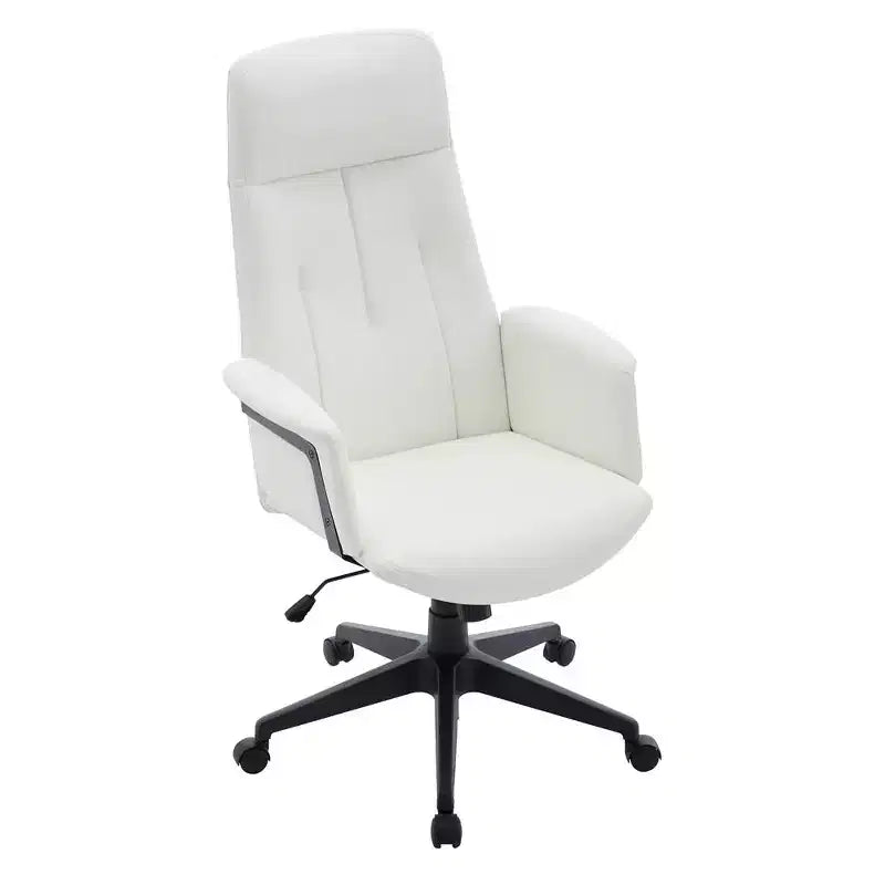 Chaise de bureau ergonomique en cuir à dossier haut avec hauteur, inclinaison et pivotement réglables